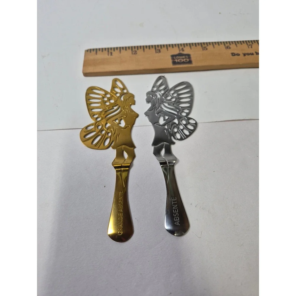 Absente Grande Absente Green Fairy Absinthe Spoons Gold Silver Set of 2 Barware